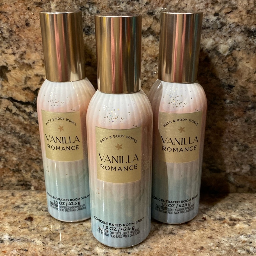 3) “VANILLA ROMANCE” Concentrated Room Sprays, each: 1.5 oz / 42.5 g, B&BW, NWT